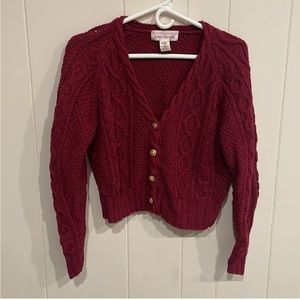 Vintage Chunky Knit Slightly Cropped Cardigan Sweater